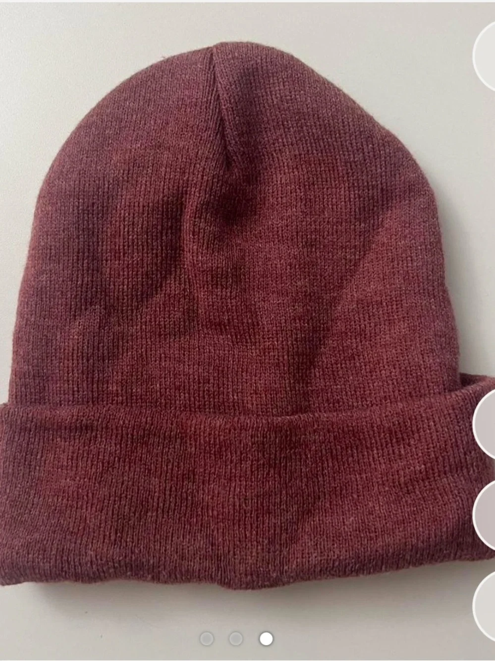 Burgundy Beanie with White Smiley Patch